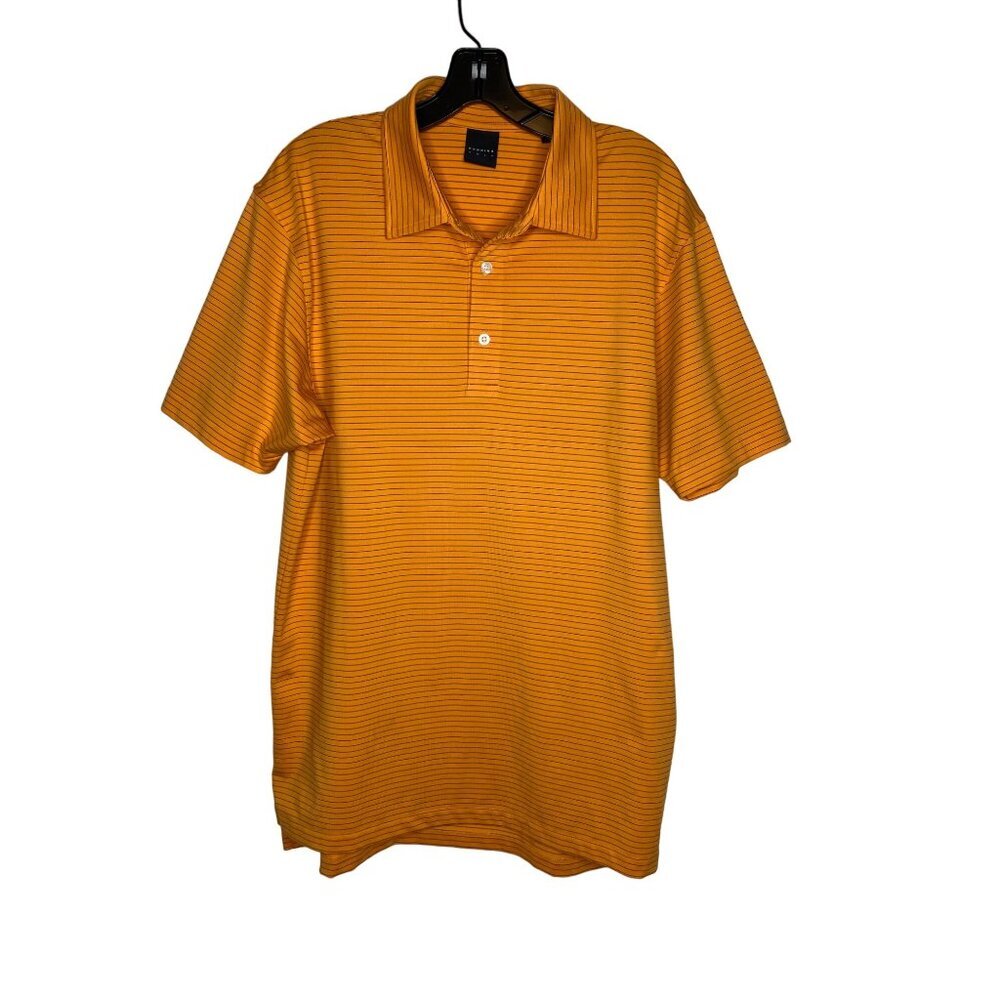 DUNNING GOLF MEN'S SHORT SLEEVE ORANGE STRIPE JERSEY POLO SHIRT SZ M